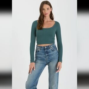 🌲 Forest Green Long Sleeve Sweater Knit Top